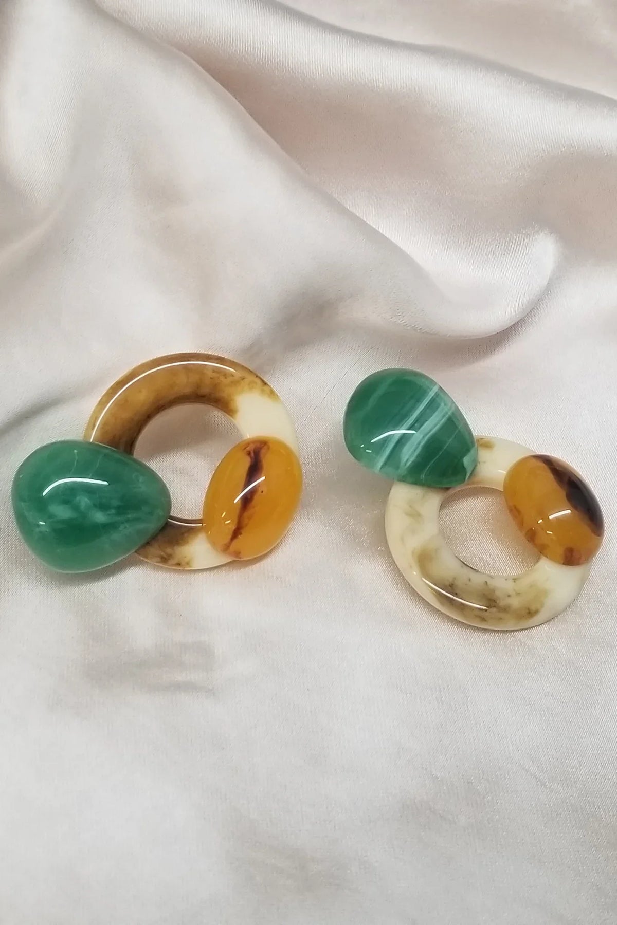 Mozambique Geometric Earrings Tan